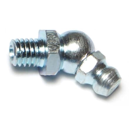 Midwest Fastener 6mm-1.0 x 10mm x 20mm Zinc Plated Steel Coarse Thread 45 Degree Angle Grease Fittings 8PK 67162